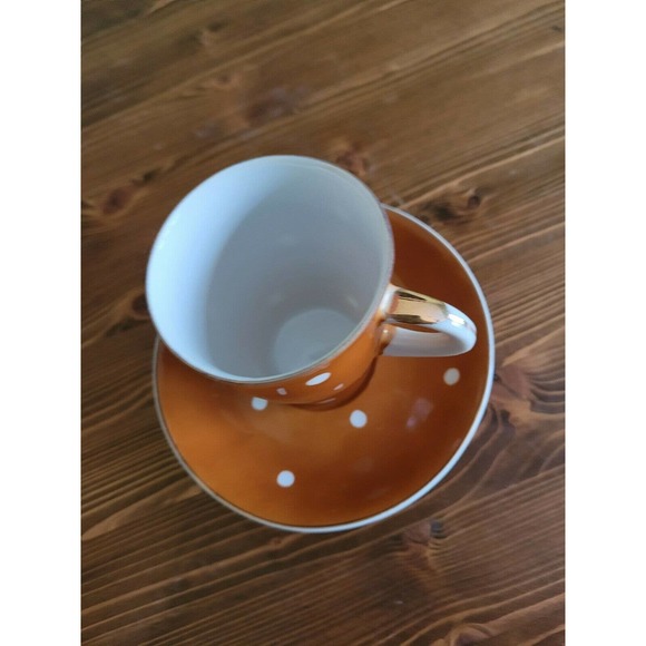 vintage NASCO cup and saucer polka dot golden brown - Picture 2 of 4